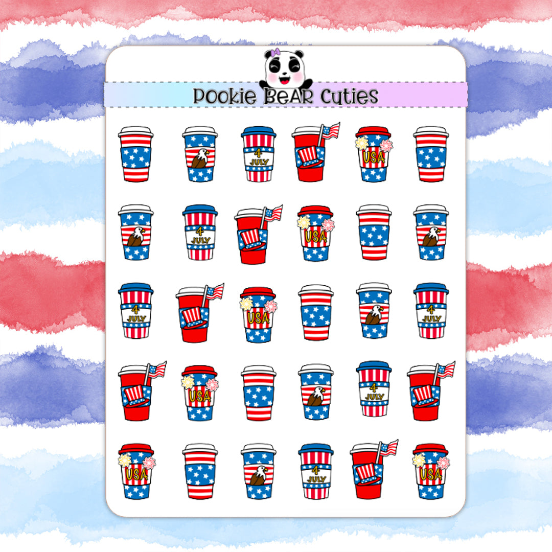 4th of July Coffee Cup Doodles