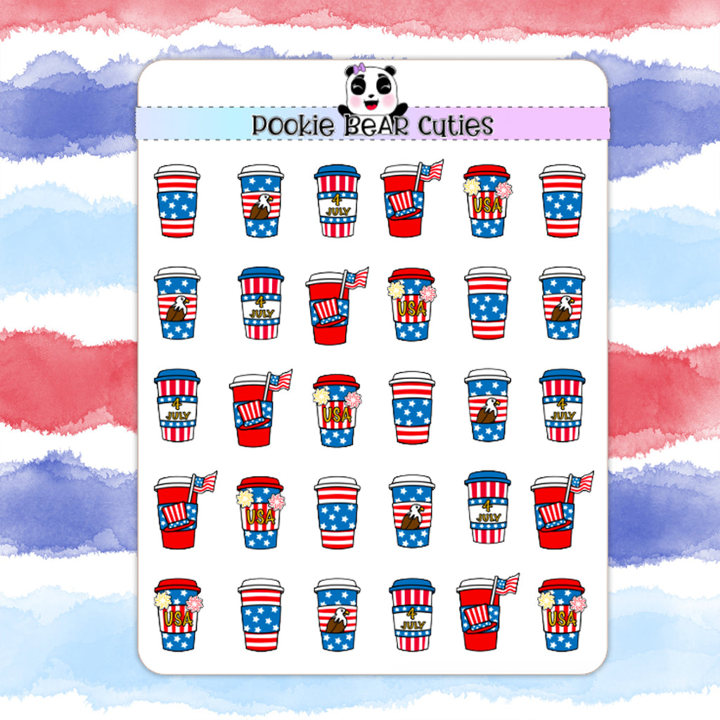 4th of July Coffee Cup Doodles
