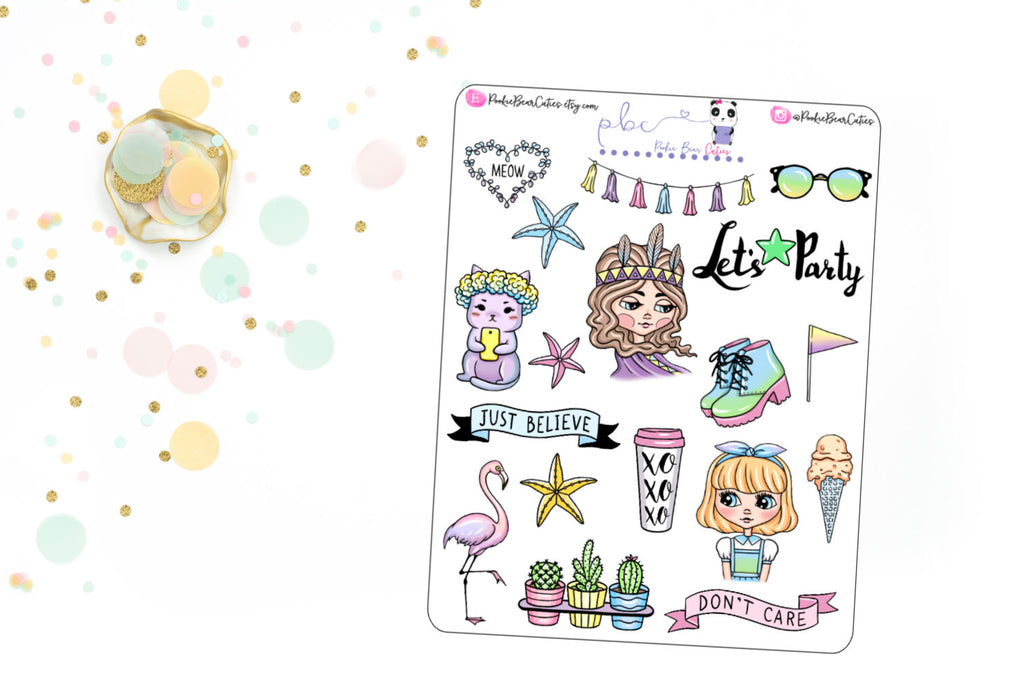 Just Believe Kawaii Girl Stickers