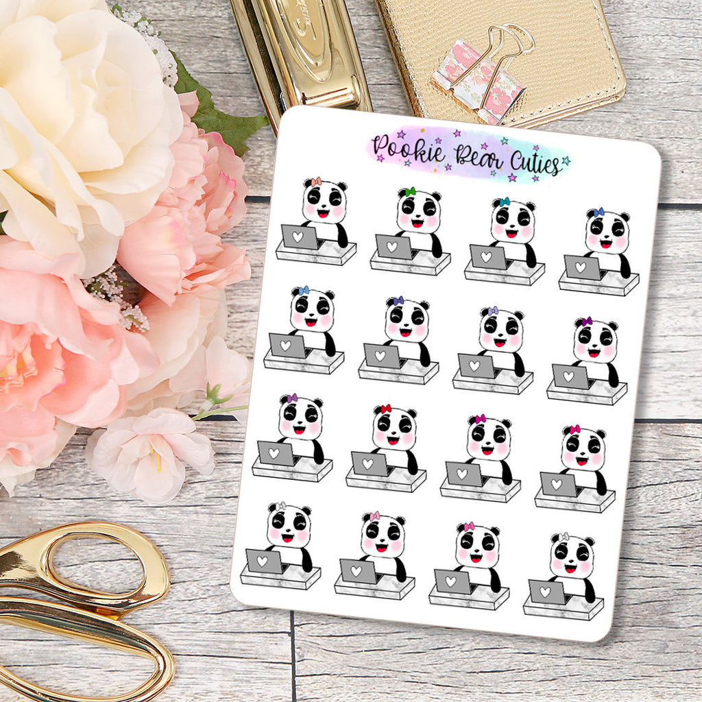 Pookie Bear Work Flow Laptop Stickers