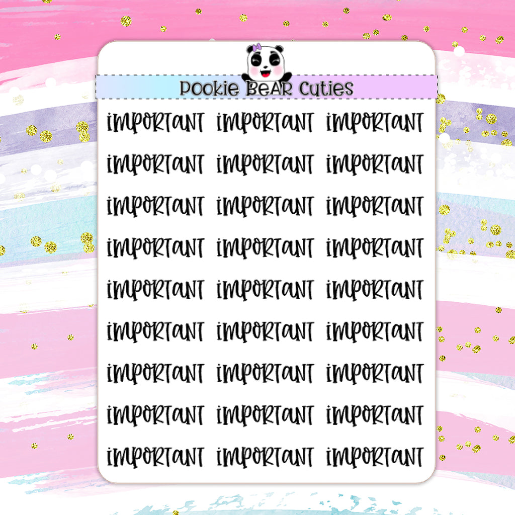 Important | Typography Planner Stickers