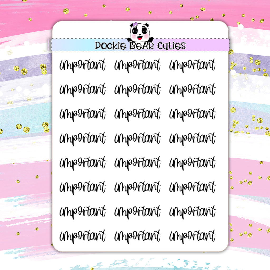 Important | Handwritten | Typography Stickers