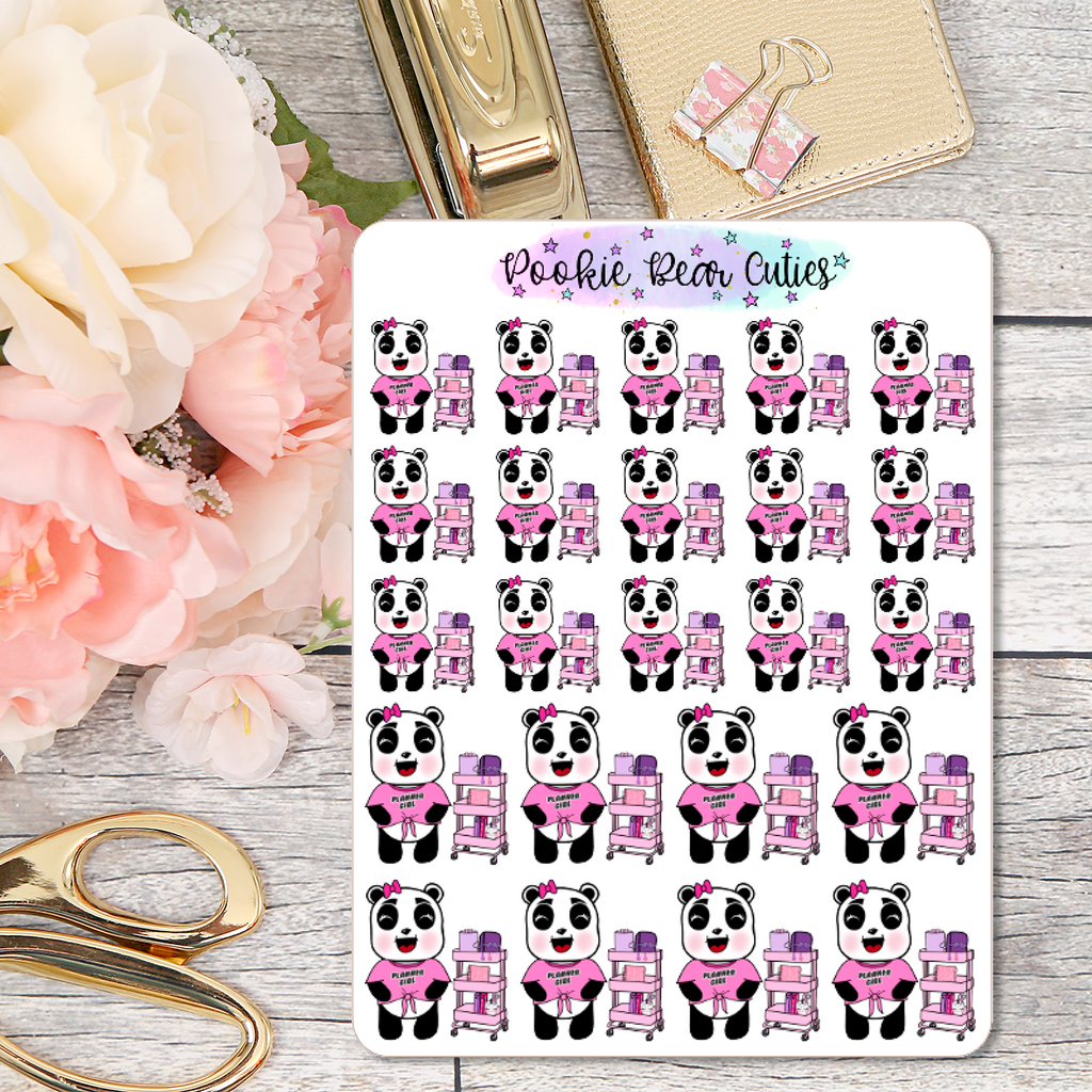 Pookie Bear- Planner Girl w/ Planner Cart