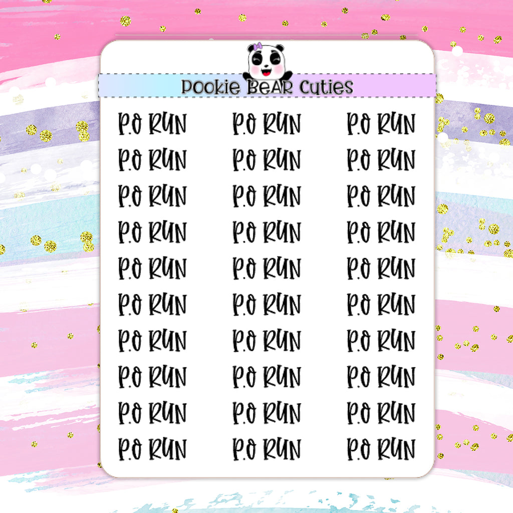 P.O Run | Typography Planner Stickers