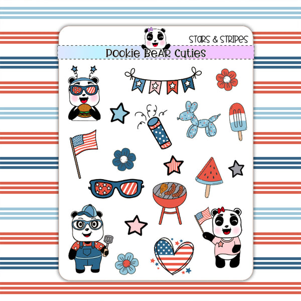 Stars & Stripes Deco Stickers – Pookie Bear Cuties