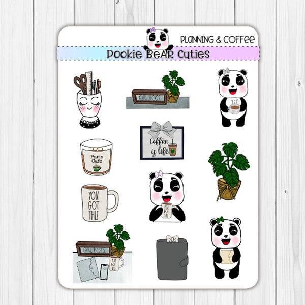 Planning & Coffee Deco Stickers – Pookie Bear Cuties
