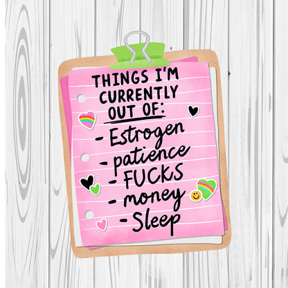 Die Cut | Things I'm Currently Out Of