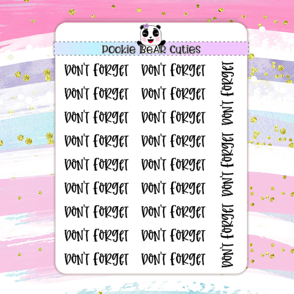 Don't Forget | Typography Planner Stickers
