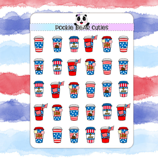 4th of July Coffee Cup Doodles