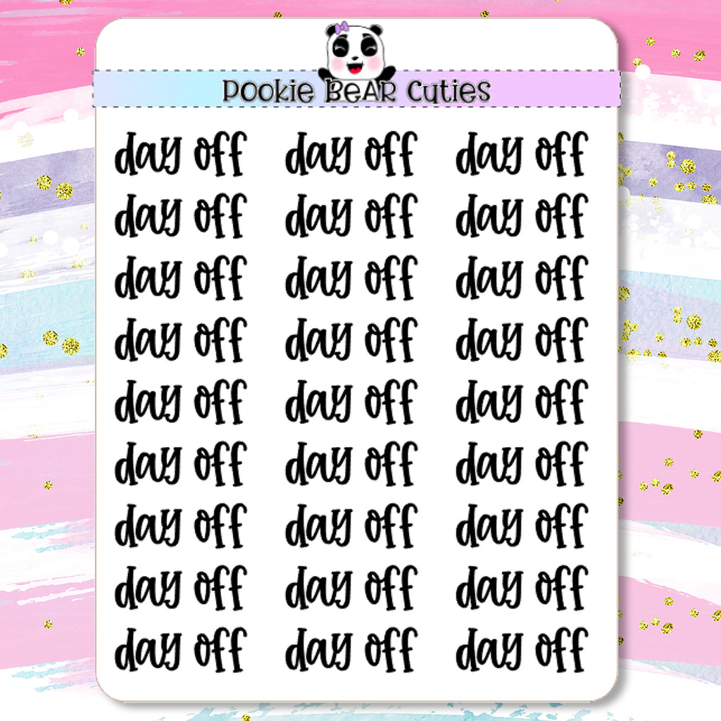 Day Off Typography Planner Stickers