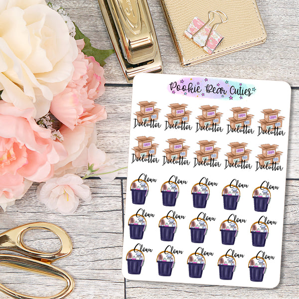Declutter | Clean Typography Stickers – Pookie Bear Cuties