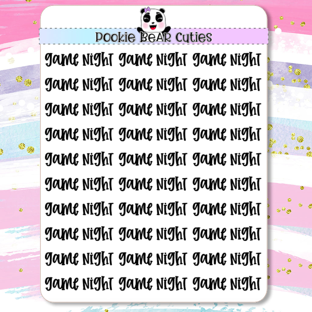 Game Night Typography Planner Stickers