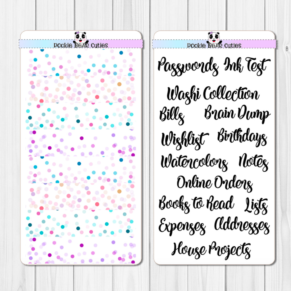 Hobo Weeks- "Notes" Pages Header Stickers- Confetti