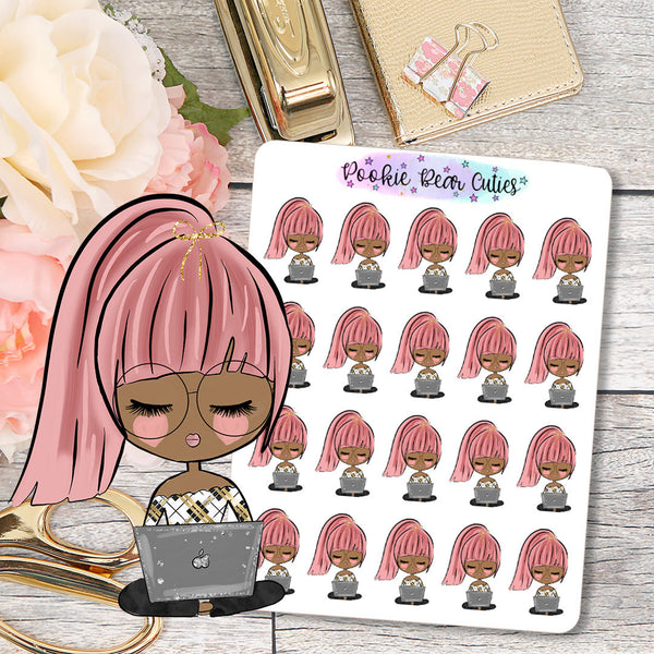 Cute Dolls Girlboss Student Stickers