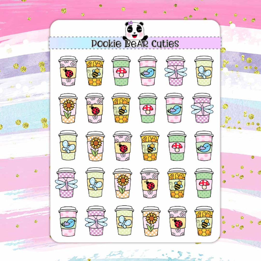 Spring Coffee Cup Stickers