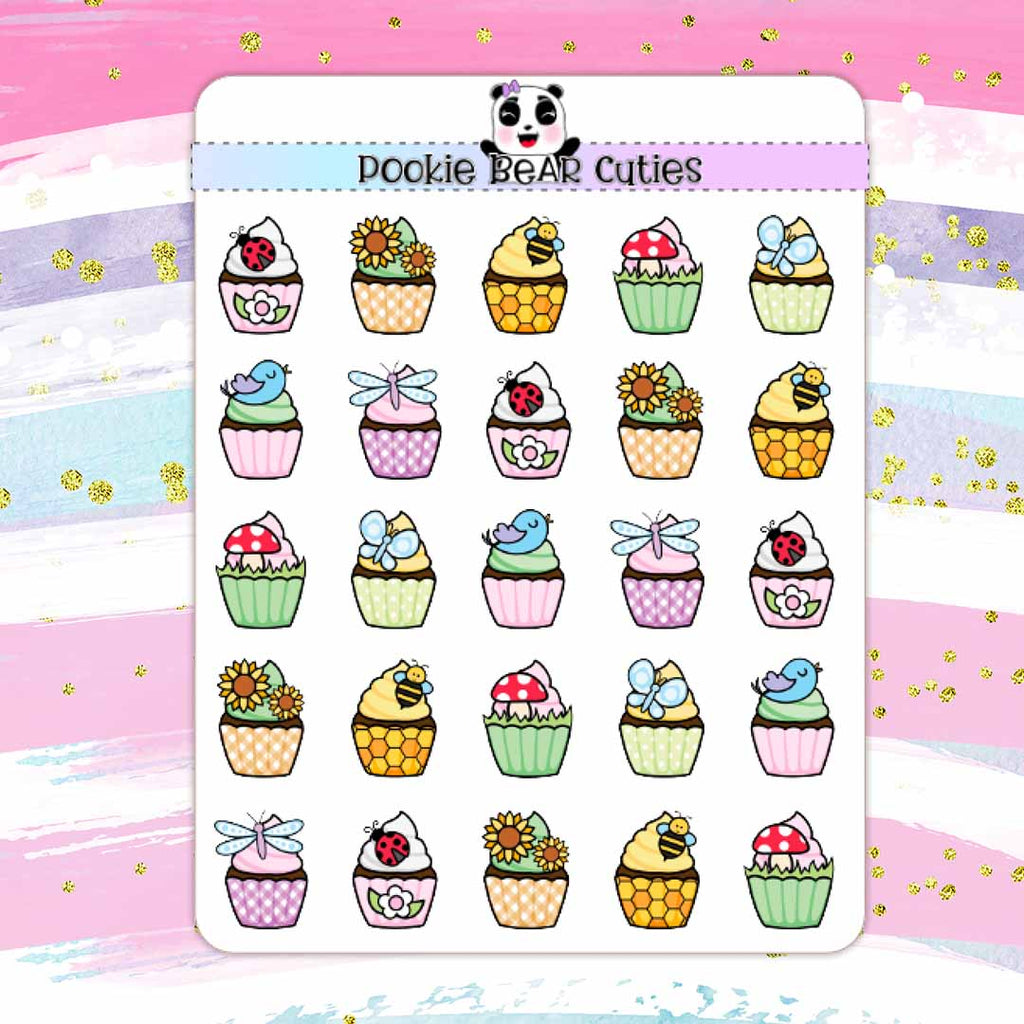 Spring Cupcake Stickers